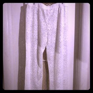 White netted cover up pants